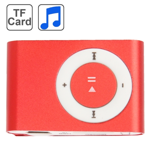 TF (Micro SD) Card Slot MP3 Player with Metal Clip (Red)